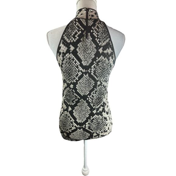 Zara Knit High Neck Shirt Snake Print Sleeveless Fitted Animal Print Size Large - Picture 3 of 7